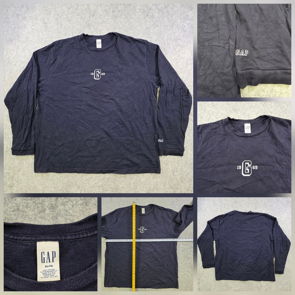 Vintage Gap Shirt Mens XL Blue Long Sleeve 1969 G Graphic Logo USA 90s